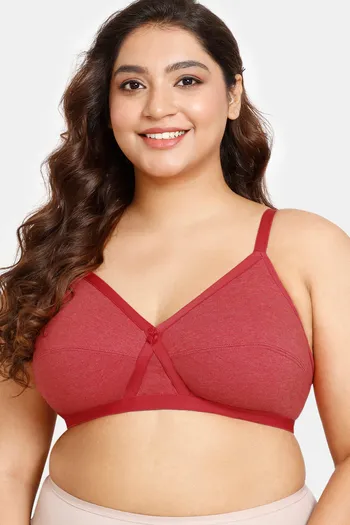 Buy Rosaline Everyday Double Layered Non-Wired Full Coverage Super Support Bra - Equestrain Red